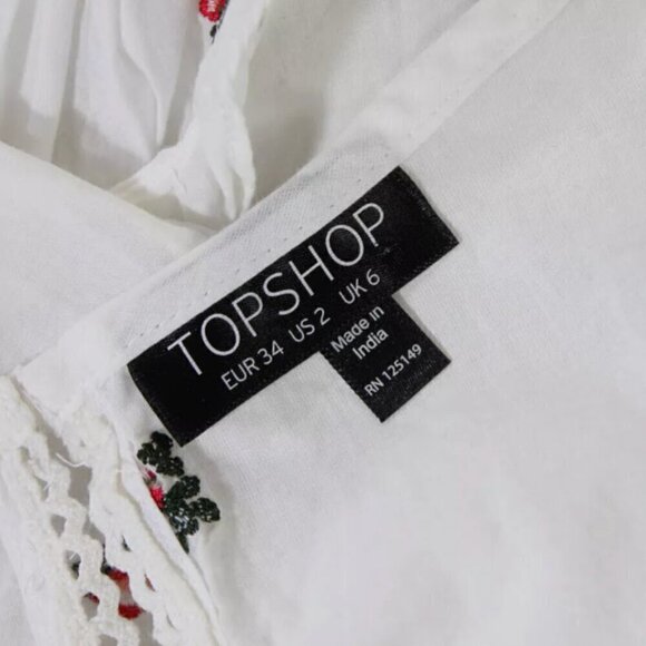 Topshop Embroidered Cover-up Pajama Pants Top Set White XS NWOT - Picture 11 of 12
